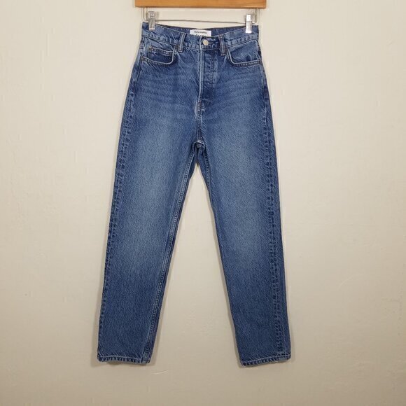 Reformation High Rise Button Fly Jeans Blue Size 24 - Picture 1 of 8